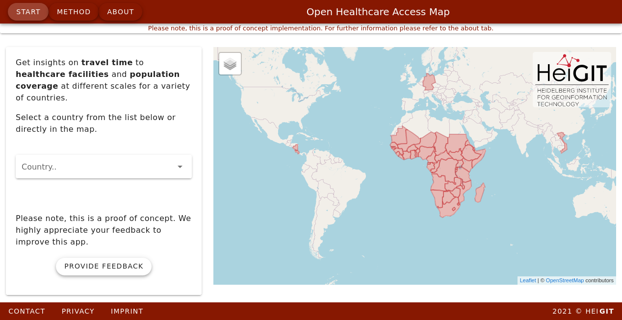 All avilable countries in Open Healthcare Access Map